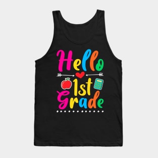 Colored Hello 1st Grade Back to School First Grade Teacher Tank Top